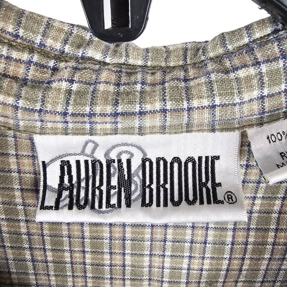 Cottage Core Plaid Academia Maxi Dress XL Green/Brown Navy Boho Spring Practical - Picture 10 of 13